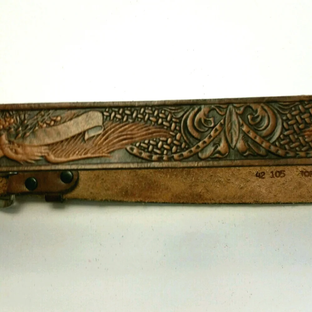 Brown Americana Leather Eagle Belt 42